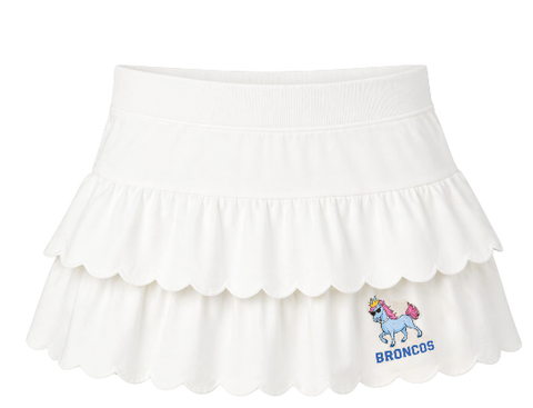 Azarhia Broncos Scalloped White Skort