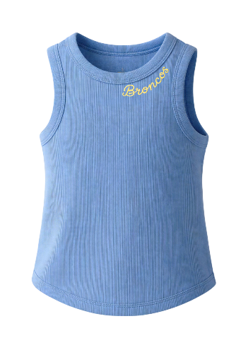 Broncos Embroidered High Neck Rib Tank